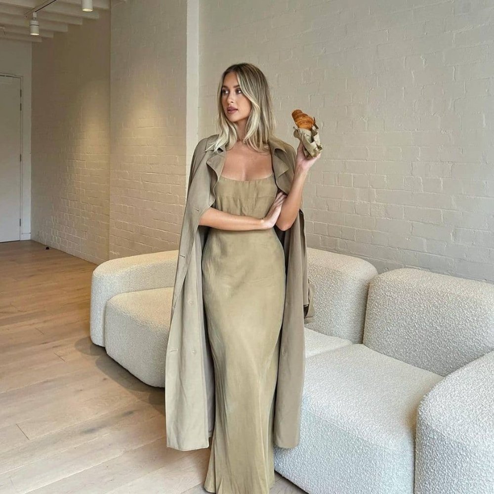 DISSH Campbell Fern Slip Midi Dress Moss - NWT